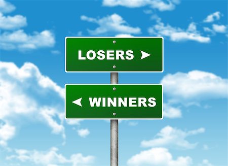simsearch:400-07677344,k - Crossroads road sign. Pointer to the right LOSERS, but WINNERS left. Choice concept Stock Photo - Budget Royalty-Free & Subscription, Code: 400-07632280
