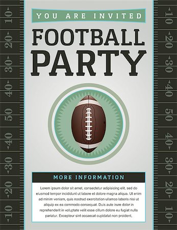 An American Football flyer design perfect for tailgate parties, football invites, etc. EPS 10 available. EPS file contains transparencies. Text has been converted to outlines and is on its' own layer. Fonts used: http://www.fontsquirrel.com/fonts/gaspar Fotografie stock - Microstock e Abbonamento, Codice: 400-07632549