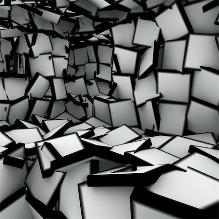 3d abstract shape interior fragmented in black and white Stockbilder - Microstock & Abonnement, Bildnummer: 400-07632761