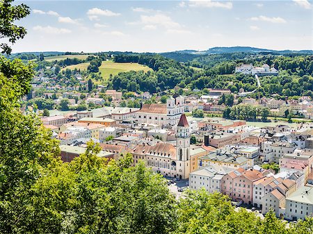 View to Passau in Germany with river Inn in Summer Stock Photo - Budget Royalty-Free & Subscription, Code: 400-07632838