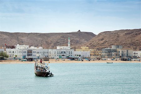 simsearch:400-05052257,k - Image of a view to Sur bay in Oman with sea, mountains, houses and sky Stock Photo - Budget Royalty-Free & Subscription, Code: 400-07632847