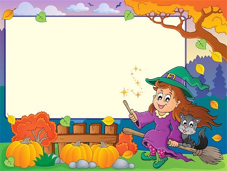 Autumn frame with Halloween theme 2 - eps10 vector illustration. Stock Photo - Budget Royalty-Free & Subscription, Code: 400-07633109