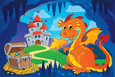 Fairy tale image with dragon 7 - eps10 vector illustration. Stock Photo - Budget Royalty-Free & Subscription, Code: 400-07633128