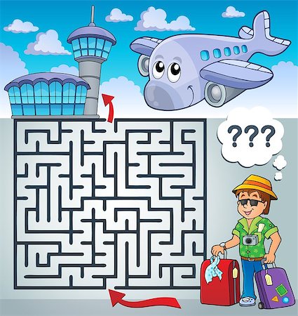 simsearch:400-07633149,k - Maze 3 with travel thematics - eps10 vector illustration. Stock Photo - Budget Royalty-Free & Subscription, Code: 400-07633135