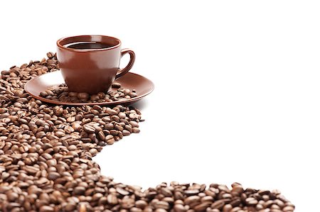 simsearch:400-08672864,k - coffee beans and cup isolated on white background Foto de stock - Super Valor sin royalties y Suscripción, Código: 400-07633348