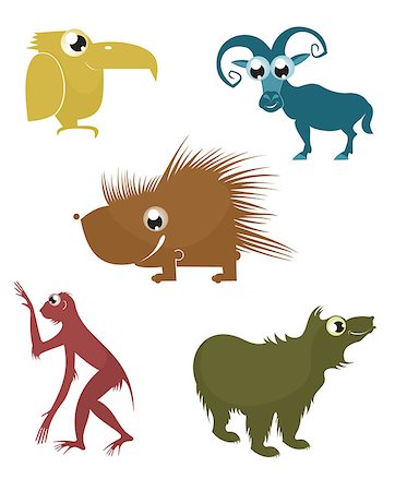 Comic cartoon funny animals silhouette set for design Photographie de stock - Aubaine LD & Abonnement, Code: 400-07633507