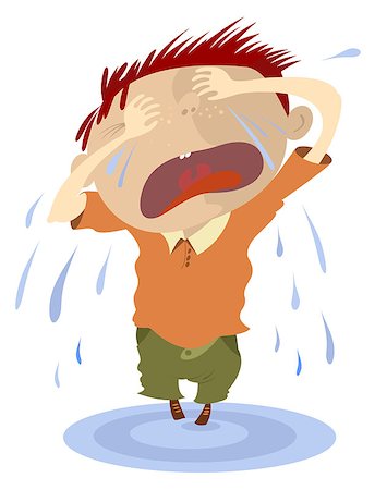 Crying child makes a puddle of tears Stock Photo - Budget Royalty-Free & Subscription, Code: 400-07633508