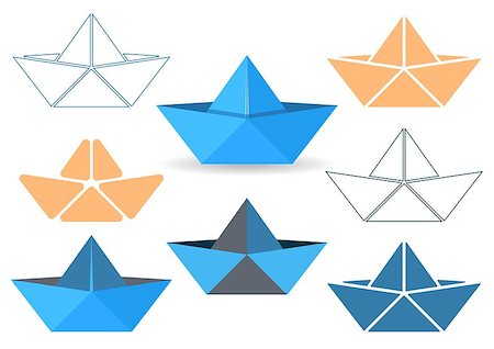 simsearch:400-04899558,k - Set of various vector paper origami boats isolated Fotografie stock - Microstock e Abbonamento, Codice: 400-07633535