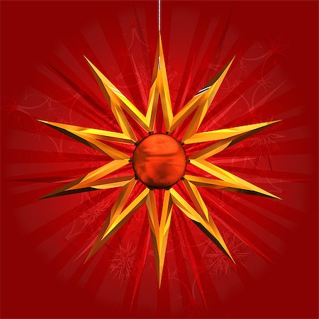 simsearch:400-05307881,k - Illustration of red Christmas background with big gold star. Stock Photo - Budget Royalty-Free & Subscription, Code: 400-07633682
