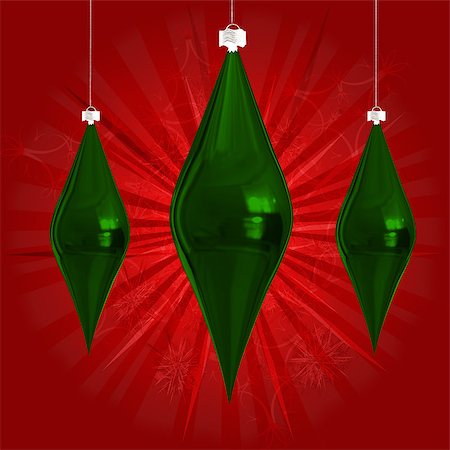 simsearch:400-05307881,k - Illustration of red Christmas background with green decorations. Stock Photo - Budget Royalty-Free & Subscription, Code: 400-07633690