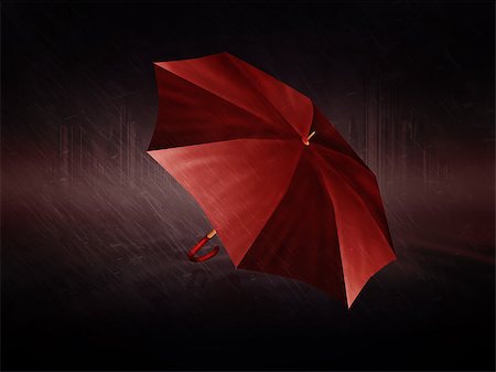 simsearch:400-04707096,k - Abstract digital illustration of wet red umbrella and rainy weather. Stock Photo - Budget Royalty-Free & Subscription, Code: 400-07633771