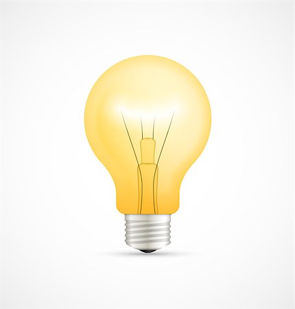 Realistic glowing yellow light bulb, idea concept. Vector illustration Stock Photo - Budget Royalty-Free & Subscription, Code: 400-07656806