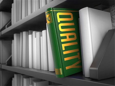 Quality - Green Book on the Black Bookshelf between white ones. Stock Photo - Budget Royalty-Free & Subscription, Code: 400-07657300