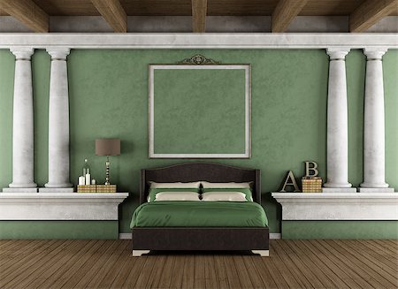 simsearch:400-08428633,k - Luxury bedroom in classic style - rendering Foto de stock - Super Valor sin royalties y Suscripción, Código: 400-07658496