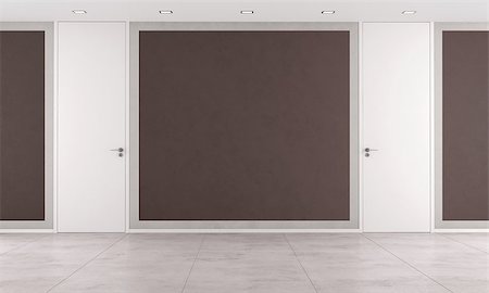 simsearch:400-06396170,k - Brown room with two full height doors - rendering Photographie de stock - Aubaine LD & Abonnement, Code: 400-07658493