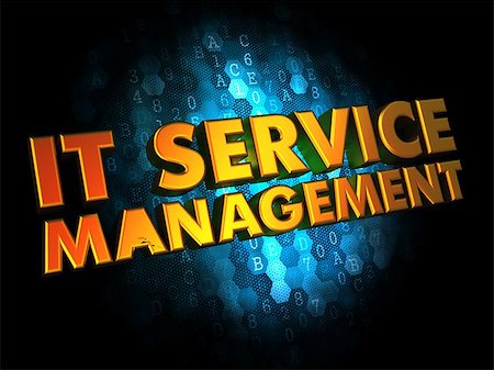IT Service Management Concept - Golden Color Text on Dark Blue Digital Background. Foto de stock - Super Valor sin royalties y Suscripción, Código: 400-07658630