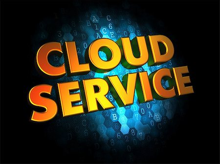 simsearch:400-07308201,k - Cloud Service Concept - Golden Color Text on Dark Blue Digital Background. Foto de stock - Royalty-Free Super Valor e Assinatura, Número: 400-07658631