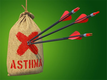 simsearch:400-07619175,k - Asthma - Three Arrows Hit in Red Mark Target on a Hanging Sack on Grey Background. Photographie de stock - Aubaine LD & Abonnement, Code: 400-07658678