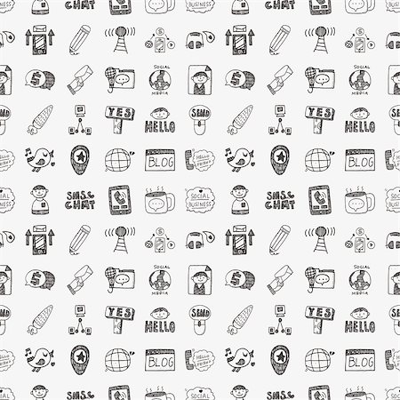 seamless doodle communication pattern Stock Photo - Budget Royalty-Free & Subscription, Code: 400-07658839