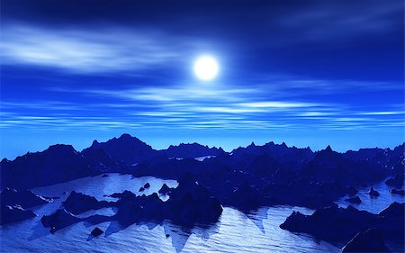extraterrestre - 3D background of an abstract alien landscape at night Photographie de stock - Aubaine LD & Abonnement, Code: 400-07659186