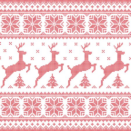 simsearch:400-05329258,k - Christmas vector background - vector Scandinavian embroidery style Foto de stock - Super Valor sin royalties y Suscripción, Código: 400-07659261