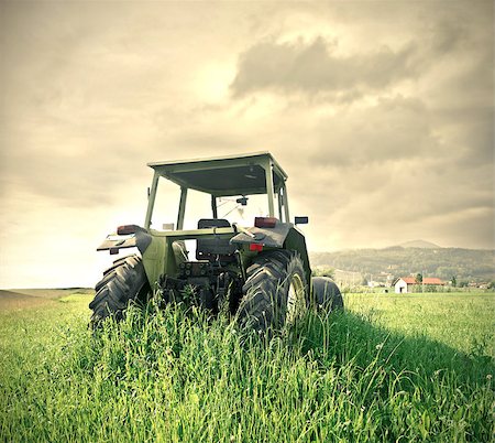 Tractor in a green field Stock Photo - Budget Royalty-Free & Subscription, Code: 400-07659432