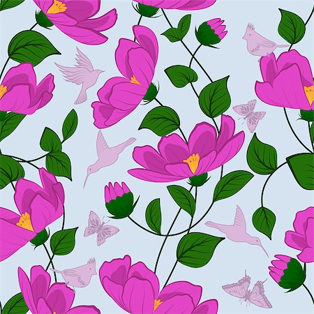 Seamless vector floral pattern. For easy making seamless pattern just drag all group into swatches bar, and use it for filling any contours. EPS 10. Fotografie stock - Microstock e Abbonamento, Codice: 400-07659535