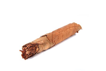 simsearch:400-05292494,k - old brown cigar isolated on the white background Foto de stock - Super Valor sin royalties y Suscripción, Código: 400-07659590