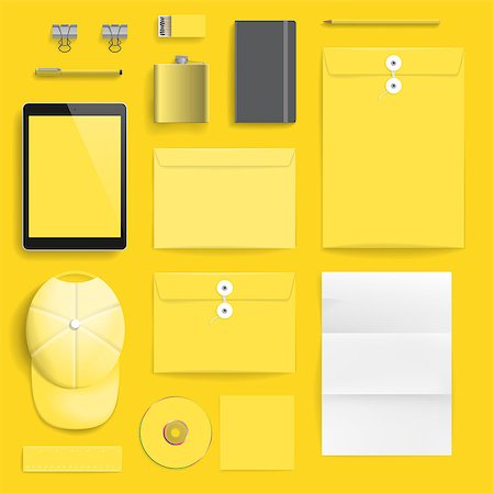 Corporate identity template on yellow background. Use layer "Print" in vector file to recolor objects. Eps-10 with transparency. Stock Photo - Budget Royalty-Free & Subscription, Code: 400-07659718