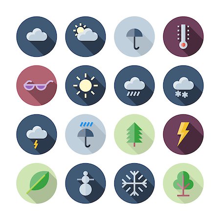 simsearch:400-07427440,k - Flat Design Icons For Weather and Nature. Vector illustration eps10, transparent shadows. Stock Photo - Budget Royalty-Free & Subscription, Code: 400-07659734