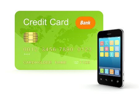 simsearch:400-07615258,k - Credit card and modern mobile phone.Isolated on white background.3d rendered. Photographie de stock - Aubaine LD & Abonnement, Code: 400-07659756