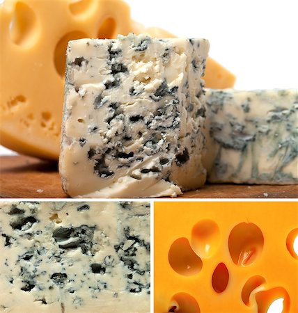 emmentaler cheese - Collage of blue cheese and other cheeses Stock Photo - Budget Royalty-Free & Subscription, Code: 400-07659879