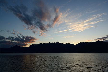 Maggiore lake, sundown from lakefront of Luino Stock Photo - Budget Royalty-Free & Subscription, Code: 400-07659934