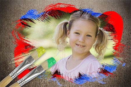 Composite image of little girl smiling in the park against weathered surface Stock Photo - Budget Royalty-Free & Subscription, Code: 400-07664115