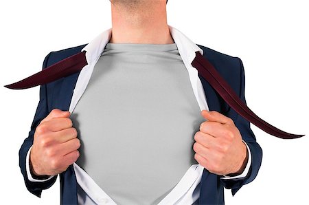 Businessman opening shirt in superhero style on white background Stock Photo - Budget Royalty-Free & Subscription, Code: 400-07664394