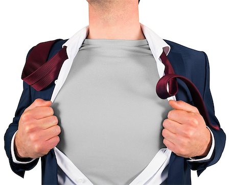 Businessman opening shirt in superhero style on white background Stock Photo - Budget Royalty-Free & Subscription, Code: 400-07664392