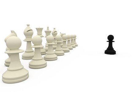 simsearch:400-06864252,k - Black pawn facing white pieces on white background Stock Photo - Budget Royalty-Free & Subscription, Code: 400-07664433