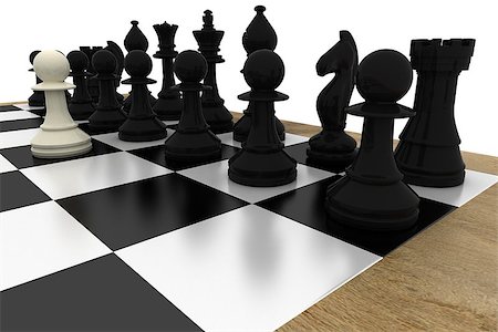 simsearch:640-03260643,k - White pawns facing black team on white background Stock Photo - Budget Royalty-Free & Subscription, Code: 400-07664627