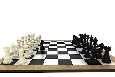 simsearch:640-03260635,k - Black and white chess pieces on board on white background Stock Photo - Budget Royalty-Free & Subscription, Code: 400-07664629