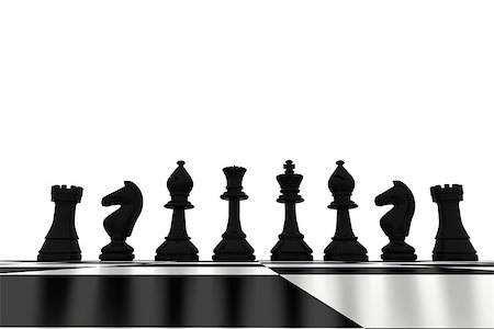 simsearch:400-06864252,k - Black chess pieces on board on white background Stock Photo - Budget Royalty-Free & Subscription, Code: 400-07664664