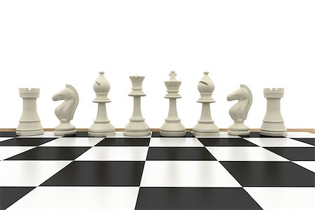 simsearch:400-06864252,k - White chess pieces on board on white background Stock Photo - Budget Royalty-Free & Subscription, Code: 400-07664665