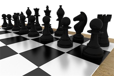 simsearch:400-06864252,k - Black chess pieces on board on white background Stock Photo - Budget Royalty-Free & Subscription, Code: 400-07664672