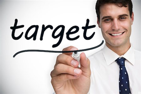 simsearch:400-07665425,k - Businessman writing the word target against white background with vignette Stockbilder - Microstock & Abonnement, Bildnummer: 400-07665162