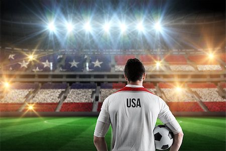 simsearch:400-07665266,k - Usa football player holding ball against stadium full of usa football fans Stock Photo - Budget Royalty-Free & Subscription, Code: 400-07665369