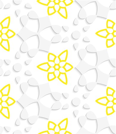 simsearch:400-07666215,k - Abstract 3d seamless background. White  geometrical floristic with yellow layering pattern with cut out of paper effect. Stock Photo - Budget Royalty-Free & Subscription, Code: 400-07666218