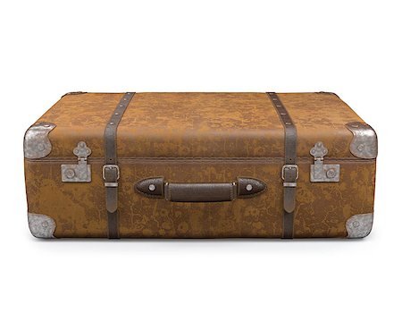 simsearch:400-05333347,k - Old suitcase with wear on the surface of the leather and rust on metal. Clipping path included. Stock Photo - Budget Royalty-Free & Subscription, Code: 400-07666220