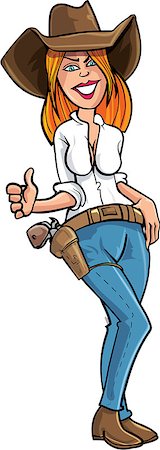 ranch cartoon - Cartoon cowgirl giving a thumbs up. Isolated Stock Photo - Budget Royalty-Free & Subscription, Code: 400-07666254