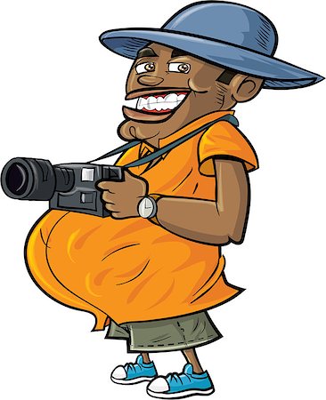 fat belly man - Cartoon tourist with a camera. Isolated on white Stock Photo - Budget Royalty-Free & Subscription, Code: 400-07666257