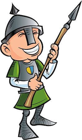 Cartoon friendly spear holder with helmet. Isolated Stock Photo - Budget Royalty-Free & Subscription, Code: 400-07666252
