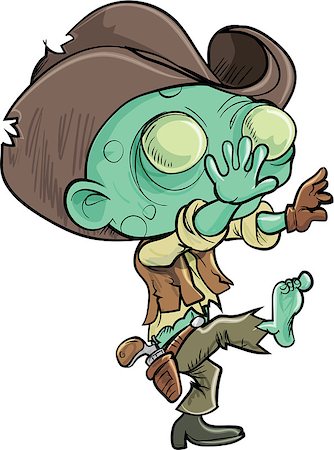 Cute cartoon zombie cowboy. Isolated on white Stock Photo - Budget Royalty-Free & Subscription, Code: 400-07666260